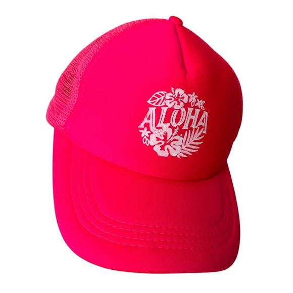 Aloha Beach Hat Mesh Trucker Snapback Cap HI Women Bright Pink Barbiecore Pool - Picture 7 of 12
